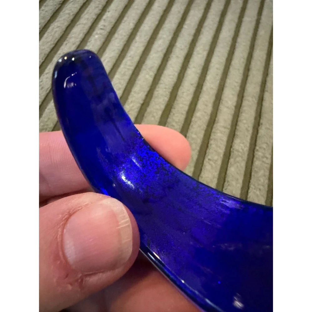 Dichroic Art Glass Cuff Bracelet Cobalt Blue Silver Swirl Murano Style Handblown